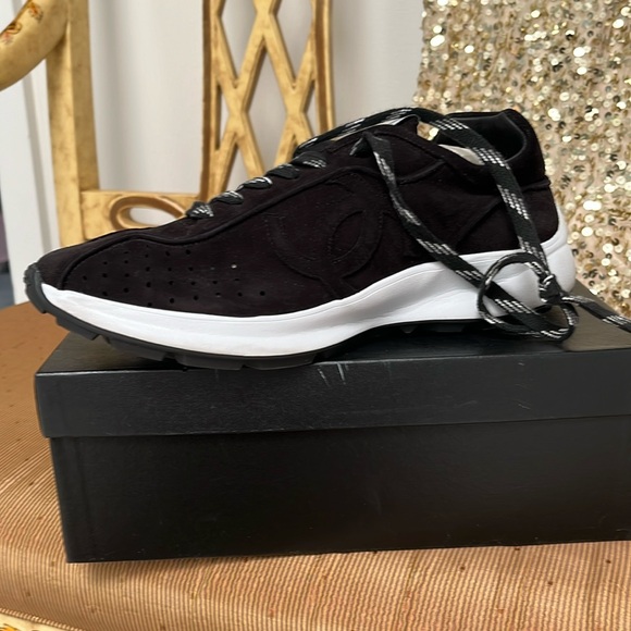 CHANEL Shoes Copy Chanel Sneaker Black Suede Brand New One Sneaker